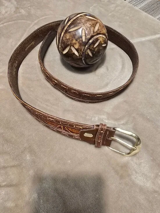 AVANZATA Leather, brown belt brass buckle, size 34 - Picture 4 of 8